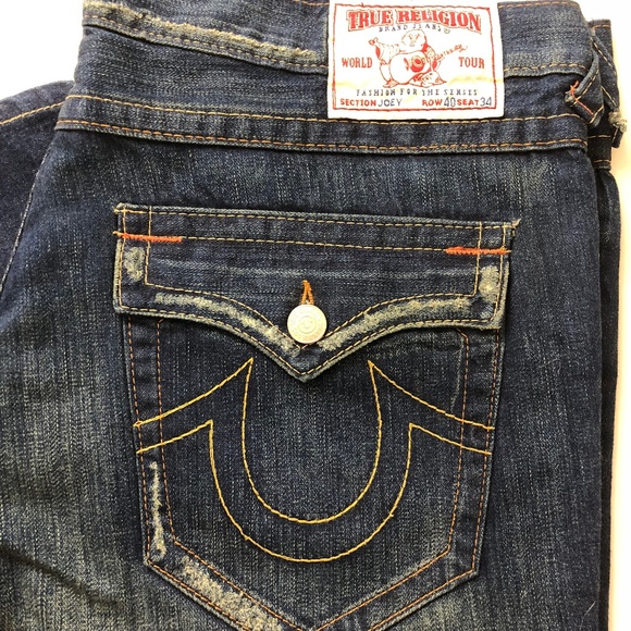 NWT True Religion Joey Jeans- Distressed Dark Wash - Picture 4 of 5